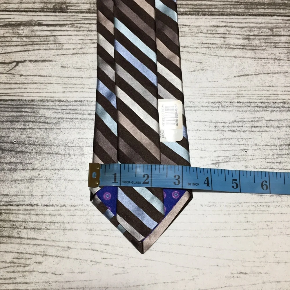 Ted Baker London Men’s Brown Striped Silk Necktie Tie Made in USA Formal READ